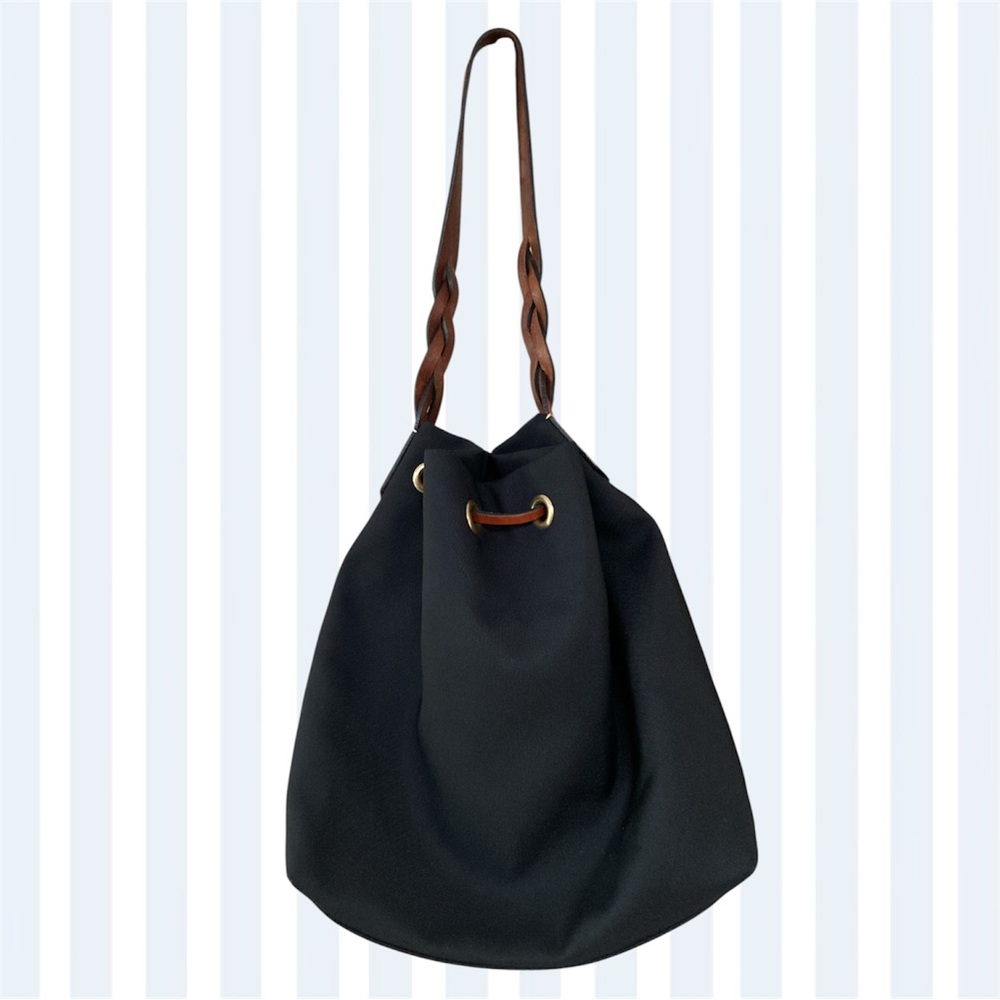 Classic Dooney & Bourke Nylon Drawstring Black and Red Interior Bucket Bag EUC - Picture 3 of 9